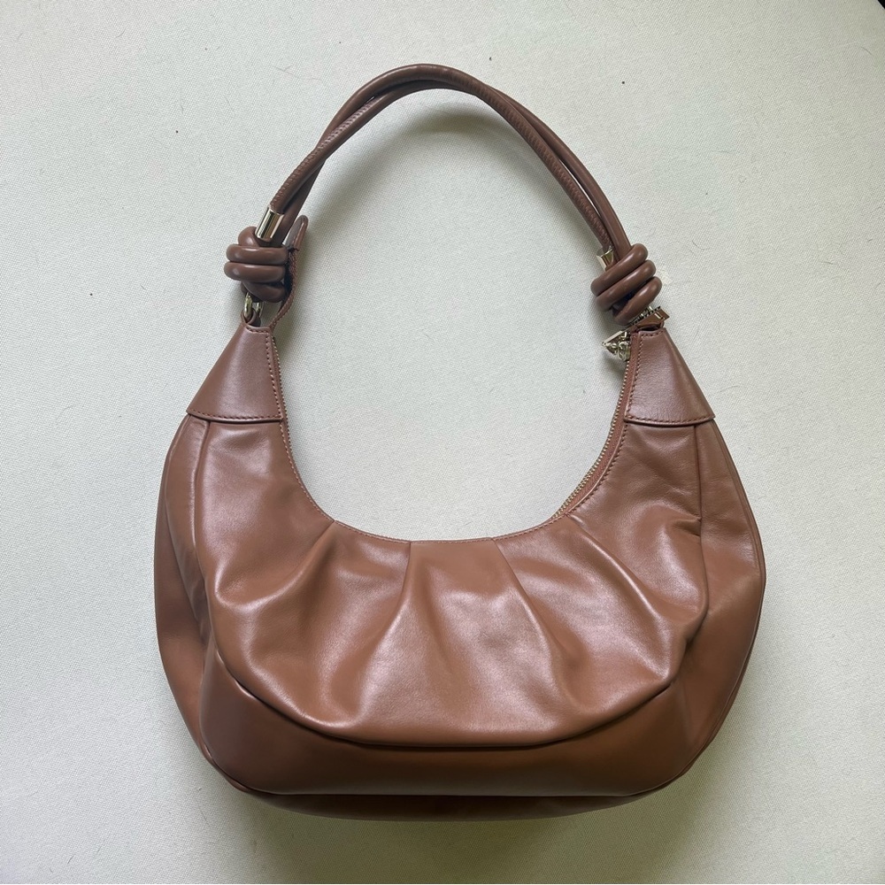 Ted Baker London Twilila Twisted Handle Leather Hobo Shoulder Bag Brown - Picture 2 of 8